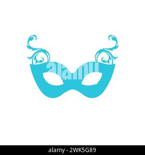 Face Masquerade carnival mask. Brom blue icon set. Stock Vector