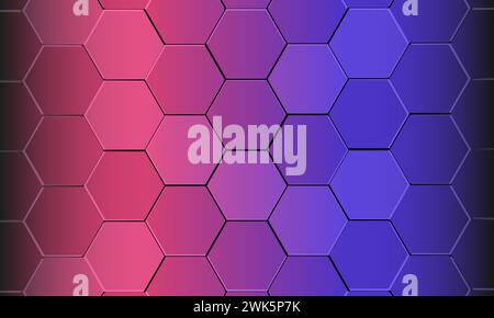 3D hexagon technology pink and purple colored honeycomb abstract background. Hexagonal vector illustration Stock Vector