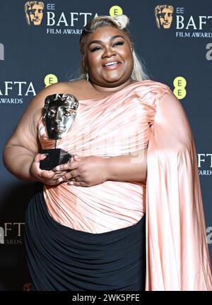 Joy Sunday attends the 2024 EE BAFTA Film Awards at The Royal Festival