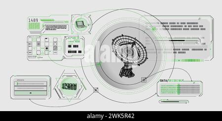 HUD interface for processing and storing radio telescope data. Stock Vector