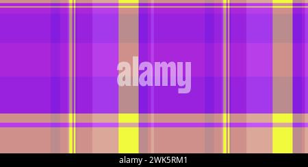 Hippie textile pattern texture, detailed background plaid check. Household seamless tartan vector fabric in violet and purple color. Stock Vector