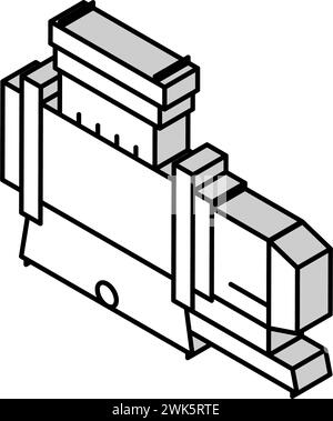 membrane compressor isometric icon vector illustration flat Stock Vector