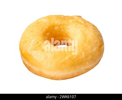 Top view of one delicious Cinnamon Sugar Mini Donut is isolated on white background with clipping path. Donuts with sugar sprinkle Stock Photo