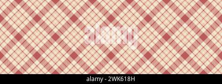 Regular seamless pattern fabric, folk vector tartan texture. Retro textile background plaid check in light and red color. Stock Vector