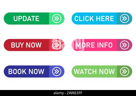 Web page next arrow button symbol, web element button for buy or download. Stock Vector