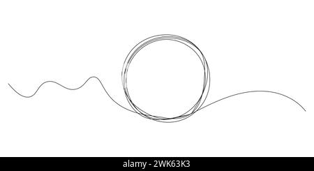 Continuous one line circle icon stroke stretch single shape vector zen drawn abstract round. Stock Vector