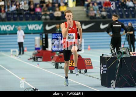 Leipzig, Germany. 18th Feb, 2024. Leipzig, Germany, February 18th 2024: during the German Indoor Athletics Championships 2024 in the Quarterback Immobilien Arena, Leipzig (Sven Beyrich/SPP) Credit: SPP Sport Press Photo. /Alamy Live News Stock Photo