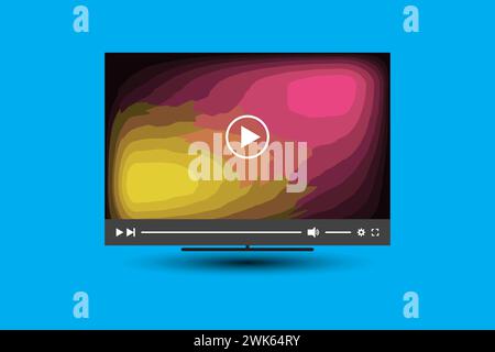 TV 4K flat screen lcd or oled, realistic plasma TV with stand. Stock Vector