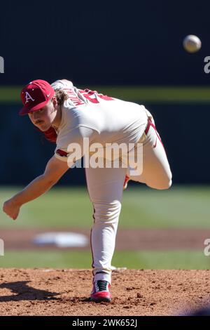 February 18, 2024: Razorback Pitcher Jake Faherty #37 Prepares To 