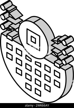 chip installation semiconductor manufacturing isometric icon vector ...