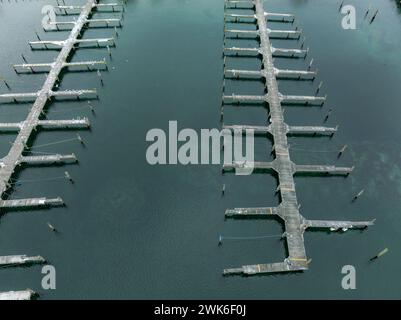 Winter afternoon aerial images of Watkins Glen, NY, south end of Seneca Lake. Stock Photo