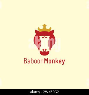 Baboon Monkey Crown Logo. Monkey Icon Stock Vector