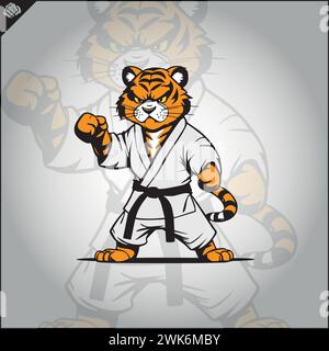 Tiger karate logo cartoon. Graphic logo. Vector EPS Stock Vector