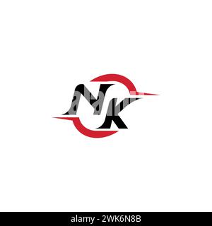 NK initial logo cool and stylish concept for esport or gaming logo as your inspirational Stock Vector
