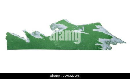 Ripped green color paper on white background with clipping path Stock Photo