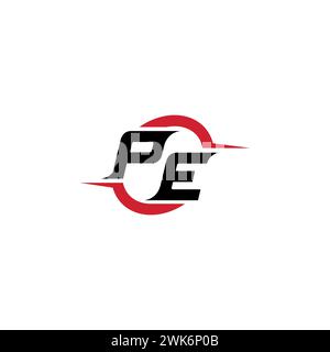 PE initial logo cool and stylish concept for esport or gaming logo as your inspirational Stock Vector