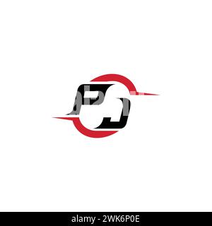 PJ initial logo cool and stylish concept for esport or gaming logo as your inspirational Stock Vector
