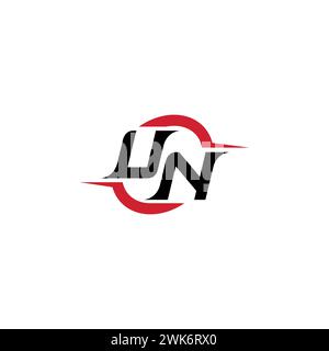 UN initial logo cool and stylish concept for esport or gaming logo as your inspirational Stock Vector