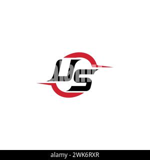 US initial logo cool and stylish concept for esport or gaming logo as your inspirational Stock Vector