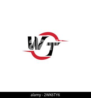 WT initial logo cool and stylish concept for esport or gaming logo as your inspirational Stock Vector