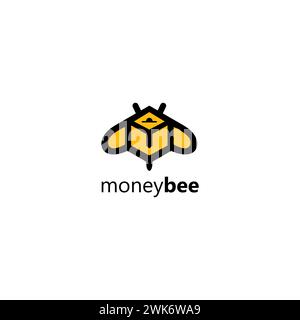 Money Bee logo simple and unique design Stock Vector