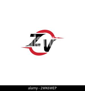 ZV initial logo cool and stylish concept for esport or gaming logo as your inspirational Stock Vector