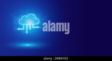 Futuristic blue cloud and Security abstract technology background. Artificial intelligence digital transformation and Business connection internet net Stock Photo