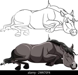 Two horses in the farm illustration Stock Vector Image & Art - Alamy