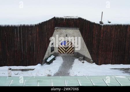 Kyiv, Ukraine. February 17, 2013. Kyiv Fortress Museum in winter. Historic military fortifications made of wooden stockade Stock Photo