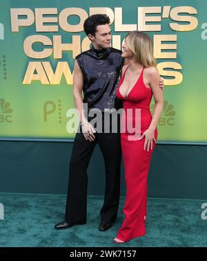 Los Angeles, USA. 18th Feb, 2024. (L-R) Darren Barnet and Sydney Sweeney walking on the red carpet at the People's Choice Awards held at the The Barker Hangar in Santa Monica, CA on Sunday, ?February 18, 2024. (Photo By Sthanlee B. Mirador/Sipa USA) Credit: Sipa USA/Alamy Live News Stock Photo