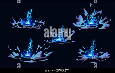Lightning bolt hit into ground, vfx effect. Electric thunderbolt strike ...