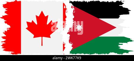 Jordan and Canada grunge flags connection, vector Stock Vector