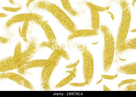 Gold glitter brush strokes on white isolated background. Abstract background Stock Photo