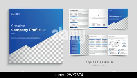 orporate company profile square Trifold Brochure template design Stock Vector