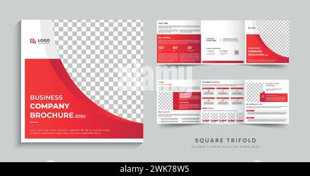 Business square trifold brochure design template layout Stock Vector