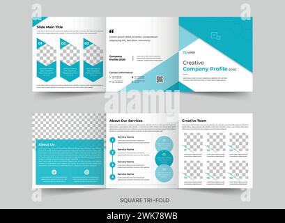 Business promotion square trifold brochure design. Modern corporate Editable template vector Stock Vector