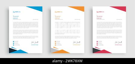 Corporate modern letterhead design template, company professional informative newsletter Stock Vector