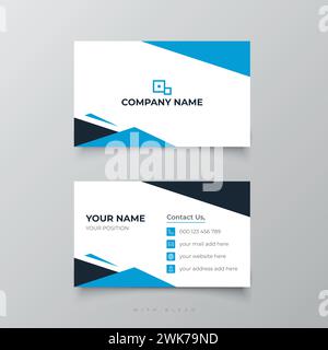 Modern simple blue Business card template design Stock Vector