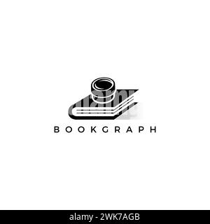 Book Graph Logo. Book Photography Logo. Camera Book Logo Stock Vector