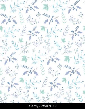 Seamless floral pattern with watercolor winter christmas pattern design. Stock Vector