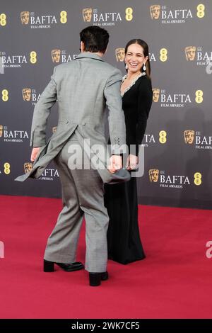 Royal Festival Hall, London, UK. 18th Feb, 2024. Robert Downey Jr. and his wife Susan Downey photographed at the 2024 EE BAFTA Film Awards Red Carpet Arrivals. Picture by Julie Edwards./Alamy Live News Stock Photo