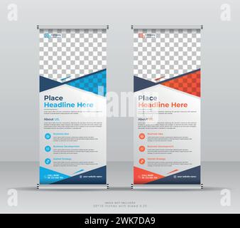 creative modern rollup banner design, corporate marketing agency x stand banner Stock Vector