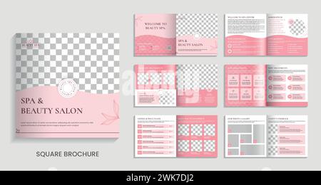 beauty salon and spa square brochure template design Stock Vector