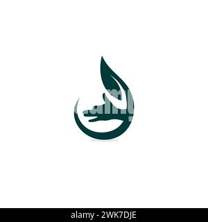 Hand Dog Logo Nature. Leaf Hand logo Stock Vector