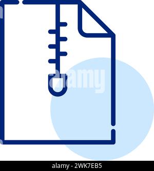 Archive file with zip fly. Pixel perfect, editable stroke Stock Vector