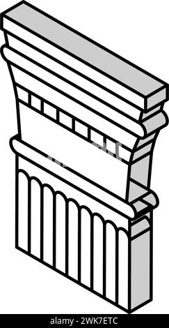 column ancient rome isometric icon vector illustration Stock Vector