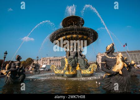 Fontaine des Fleuves - Fountain of Rivers (1840), Place de la Concorde, Paris, France Stock Photo