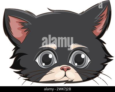 Vector graphic of a cute black and white kitten Stock Vector