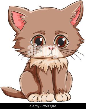 Cute wide-eyed kitten sitting adorably Stock Vector