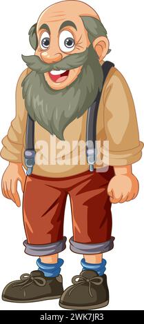 Vector illustration of a happy elderly gentleman Stock Vector